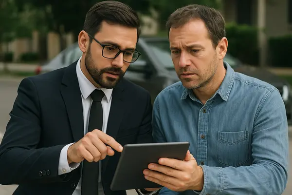 a lawyer with an ipad explaining something to his client from Lemon Law Lawyer Los Angeles in Beverly Hills, CA - Beverly Hills CA