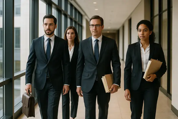 4 lawyers walking down the hall of a building from Lemon Law Lawyer Los Angeles in Los Angeles, CA - Dodge Lemon Vehicles 4 lawyers walking down the hall of a building from Lemon Law Lawyer Los Angeles in Los Angeles, CA - Dodge Lemon Vehicles