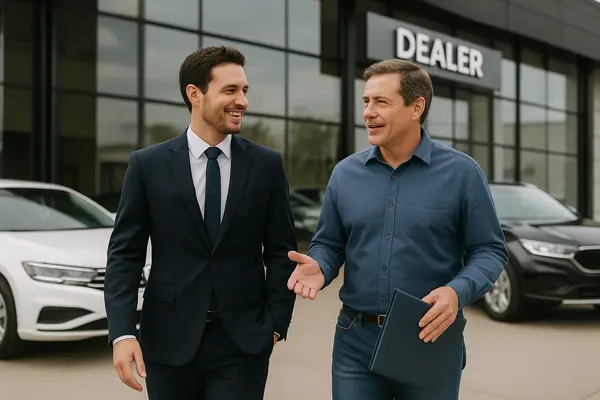 a lawyer walking with a customer and both are smiling from Lemon Law Lawyer Los Angeles in Glendale, CA - Glendale CA a lawyer walking with a customer and both are smiling from Lemon Law Lawyer Los Angeles in Glendale, CA - Glendale CA