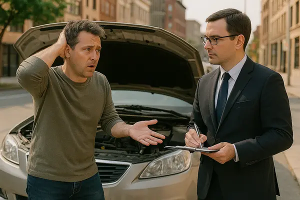 a man taking a report from the owner of a lemon car from Lemon Law Lawyer Los Angeles in Los Angeles, CA  Lawyer near me
