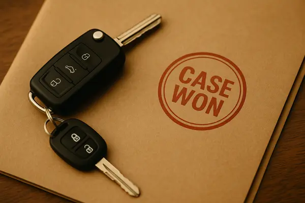 a key set on top of a folder that says case won from Lemon Law Lawyer Los Angeles in Los Angeles, CA - Lemon Law Litigation a key set on top of a folder that says case won from Lemon Law Lawyer Los Angeles in Los Angeles, CA - Lemon Law Litigation